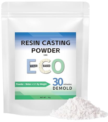 Resin Casting Powder, Plaster Powder, Fine Casting Plaster, Casting Powder, Hand Casting Kits, 1000g Fast Curing Formula 20-30 Minutes Demold for Casting and Coating Resin