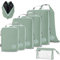 Cipway Kompression Koffer Organizer Set für Rucksack ，Ultraleichte Packtaschen Compression Packing Cubes Packwürfel Kofferorganizer Packtaschen Kleidertaschen für Reiseorganizer(Salbei grün, 8 Stück)