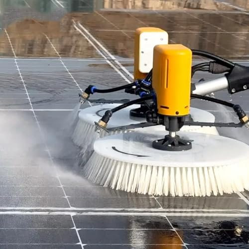 vnmudzeo Solar Panel Washing Rotating Brush 65 cm Washing Width,11.5 Ft-24.6 Ft Electric Photovoltaic Panel Cleaner Dual Head,for Ceilings,Glass Walls,A-3.5M/11.5Ft