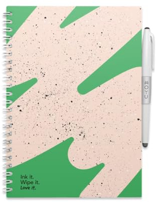 MOYU Erasable Notebook - A5 Stone Paper - Hardcover - Flashy Moss - Multifunctional Pages - Includes Erasable Pen, Cloth, and Pen Holder