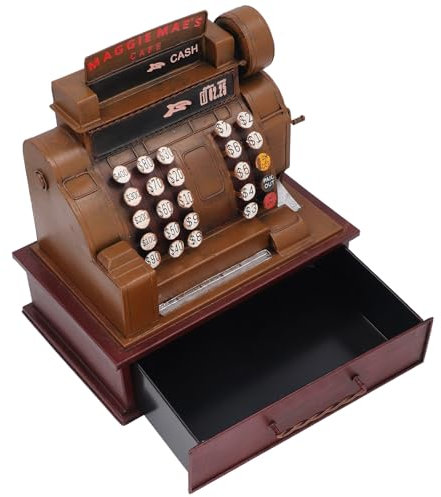 Niiyen Registrierkassen-Modell, Vintage-Ornament, Eisen-Kunst-Requisiten, stressabbauende Tischdekoration, altes Bankwerkzeug-Ornament mit Verstellbarer Schublade für Büro und