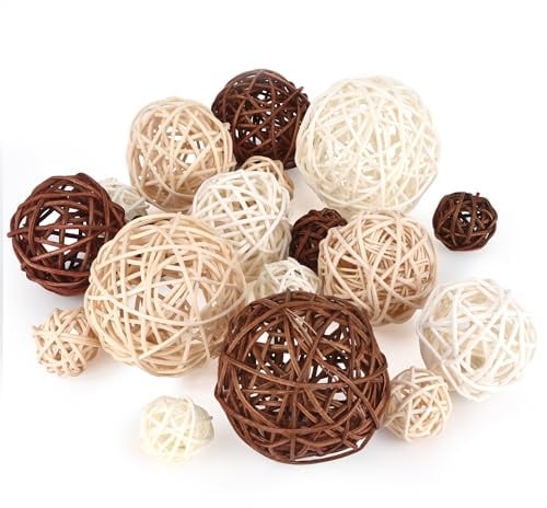 HO-SFSM 18 Stück Dekorative Rattan-Kugeln, Dekokugeln Wicker Rattan Ball, für DIY für Papageien, Bird Spielzeug,DIY Handwerk, Blumenschmuck