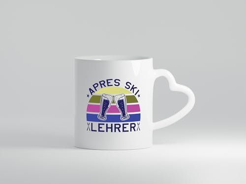 Apres Ski Lehrer | Biergläser | Skier - Herzhenkel Tasse - Kaffeetasse/Geschenk/Familie