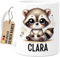Tassenliebling® Waschbär Tasse personalisiert - Kindertasse mit Namen - Tiere Geschenke - Tasse mit Namen Kind - Personalisierte Geschenke Kinder - Kinderbecher aus Keramik 330ml