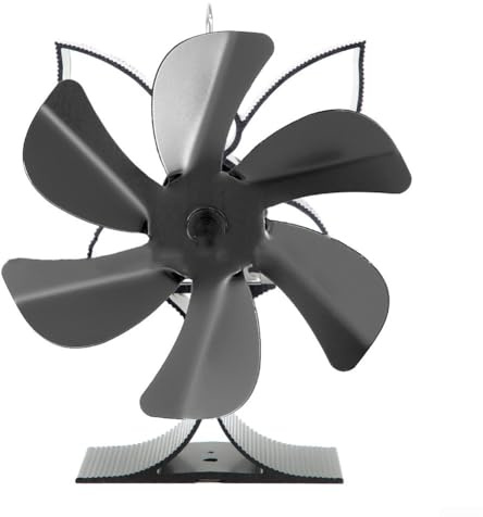 Ventilatore per stufa in alluminio alimentato a calore con 6 pale per una migliore circolazione dell'aria calda generata da stufe a legna o pellet, autoalimentato da modulo termoelettrico