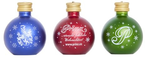 Prinz 3er Box Christbaumkugeln - Gefüllt mit edlem Schnaps & Likör - Weihnachtsdeko & Geschenkidee mit Alkohol - Originelle Schnapskugeln zum Aufhängen (3er Box Blau)