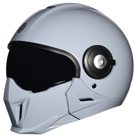 Motorradhelm Jethelme Rollerhelm Mit Doppelvisier Integralhelm Modulare Helm Für Damen Herren DOTECE Zertifiziert Vollvisierhelm Offenem Helm Mit Abnehmbarem Kinnschutz 1,L:59-60CM