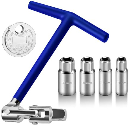 SZHUGEKI 6 Clé à Bougie,14/16/18/21 mm,Poignée en T,Bleu | Jauge d'Écartement de Bougie, Adaptée aux Espaces Restreints des Voitures et des Motos, etc