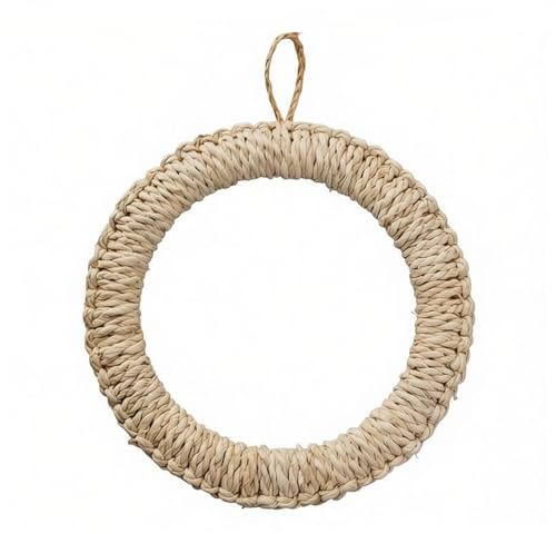 Handmade Natural Straw Woven Coasters, Round Rattan Trivet for Hot Dishes, Rustic Kitchen Heat-Resistant Placemat, for Dining Table, Kettle Safe Mat (L)