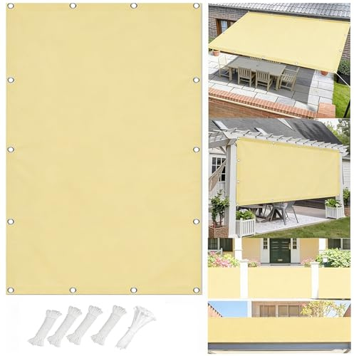 Voile d'ombrage Rectangulaire avec œillets - 5x10M Jaune Clair - Store Pergola Toile Extérieur, Terrasse Toile Ombrage Exterieur Pergola, Protection UV pour Patio Jardin Terrasse Extérieur