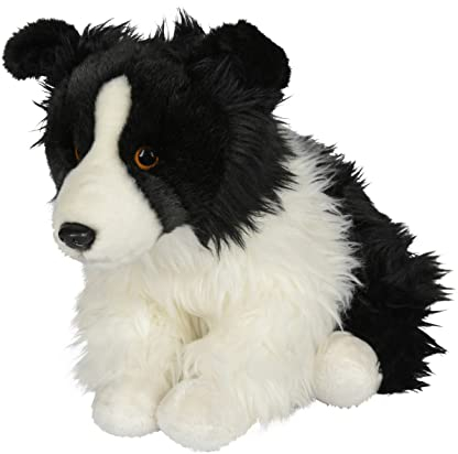 Uni-Toys - Border Collie schwarz-weiß, sitzend (ohne Leine) - 26 cm (Höhe) - Plüsch-Hund - Plüschtier, Kuscheltier