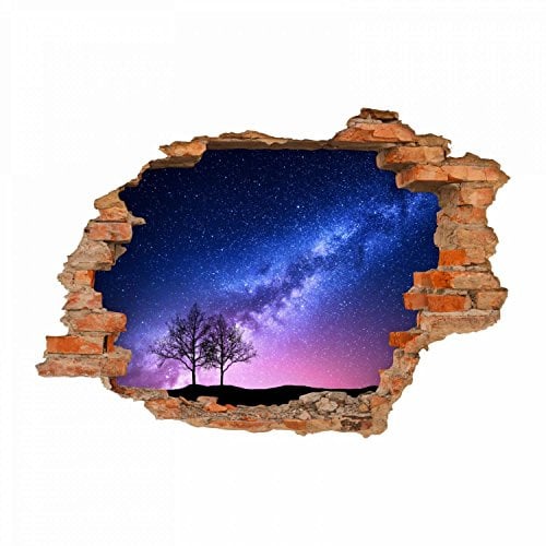 053 Wandtattoo Milchstraße - Loch in der Wand - Weltall Milky Way Sterne - in 6 Größen - wunderschöne Kinderzimmer Sticker und Aufkleber Wanddeko Wandbild Junge Mädchen Größe 1000 x 700 mm
