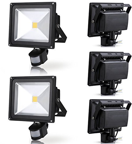 Greenmigo 5x 10W 20W 30W 50W 100W LED Strahler Fluter + Bewegungsmelder Warmweiß warmweiss Objektbeleuchtung Außenstrahler Wandstrahler Flutlichtstrahler Scheinwerfer Gartenlampe IP65 85V-265V