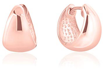 DTPsilver - Boucles d'oreilles Femme Créoles à Charnière en Argent Fin 925 Plaqué Or Rose – Largeur: 9 mm - Diamètre: 15 mm