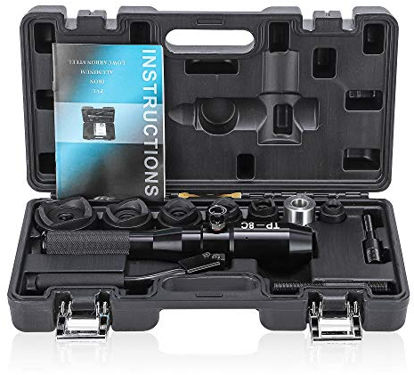 NEWTRY Kit de perforation hydraulique manuel 1/2” à 2” (22,5mm à 61,5mm) 66KN Perforatrice hydraulique professionnelle pour métal pour armoire électrique Plomberie TP-8C