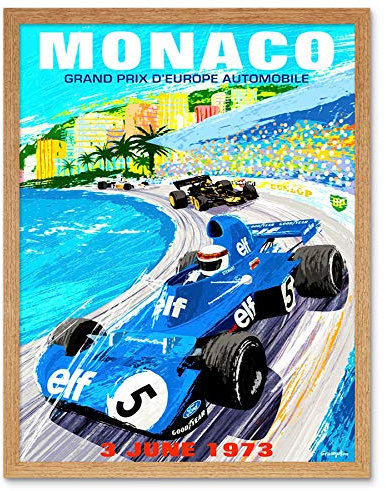 Wee Blue Coo Vintage Advert Motor Sport Monaco Grand Prix 1973 Art Print Framed Poster Wall Decor Kunstdruck Poster Wand-Dekor-12X16 Zoll