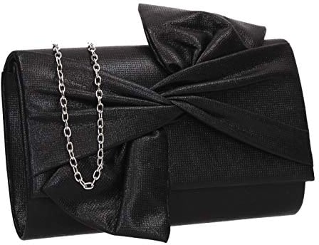 SwankySwans Women's June Bow Clutch Bag, Black, One Size