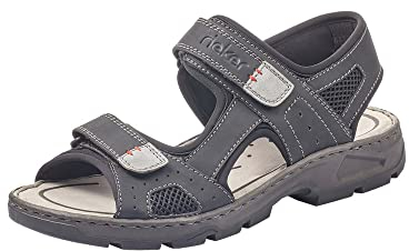 Rieker Homme Sandales 26156, Monsieur Sandales de Trekking,Sandales de Sport,Semelle extérieure,Double Fermeture Velcro,Schwarz,40 EU / 6,5 UK
