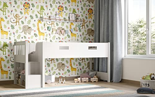 Flair Charlie Staircase Mid Sleeper Cabin Bed - White