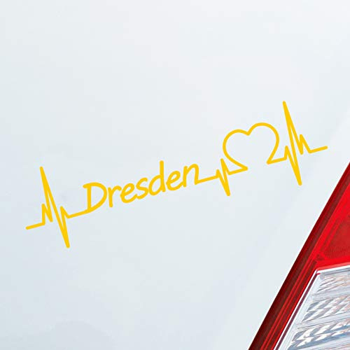 Hellweg Druckerei Auto Aufkleber Dresden Herz Puls Stadt City Liebe Love ca. 19 x 5 cm