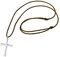 555Jewelry Stainless Steel Metal Cross Adjustable Brown Leather Cord Unisex Women Men Religious Christian Vintage Braided Rope Chain Fashion Jewelry Accessory Pendant Necklace, Silver 18 Inch
