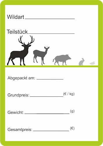 Etiketten zur Kennzeichnung von Wildfleisch verschiedene Motive 6 x 9 cm (50, Neutral)