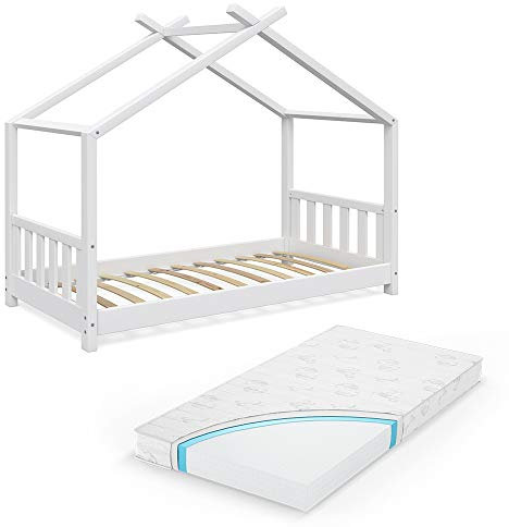 VitaliSpa Hausbett Design, Weiß, 80x160 cm mit Matratze