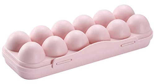 La Cabina Scatola Uova con Coperchio in Plastica Portauova Frigorifero Antiurto Contenitore Uova per Frigorifero (12 Uova, Rosa)