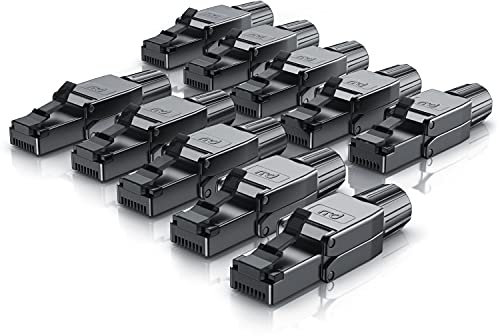 Primewire 10x connecteurs de sertissage sans Outils RJ45 Cat 6 Cat 7 Cat 8 - connecteur modulaire rj45 - fiche rj45 sans Outil - blindé en Zinc - LAN 40 GBit/s 20000 MHz - TIA-568A, B - 23, 26 AWG
