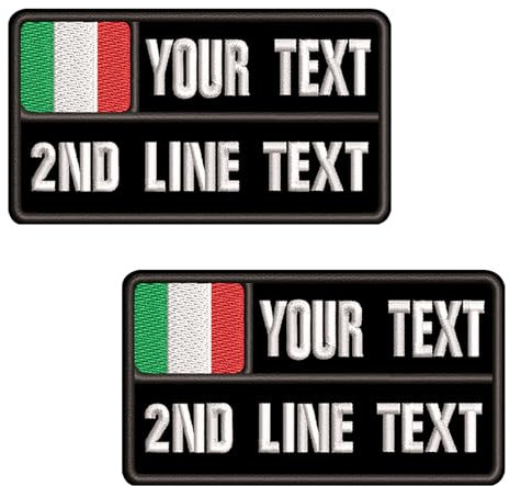misscase Toppe tattiche personalizzate, 2 pezzi Etichetta numero militare personalizzata Toppa bandiera Italia per più borse di abbigliamento Gilet Giacche Camicie da lavoro (2 Line-9x5cm)