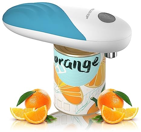 HAUSHOF Electric Can Opener, Automatic Tin Opener with One Touch Switch, Hands-Free and Smooth Edge Battery Tin Openers for The Elderly and Arthritic, Blue