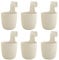 ENGELLAND 6 x Blumentopf zum Hängen, integriertes Drainagesystem, Farbe: Beige, Ø 15 cm, Pflanztopf-Kübel, Hängetopf, widerstandsfähig, rund, wetterfest, Kunststoff