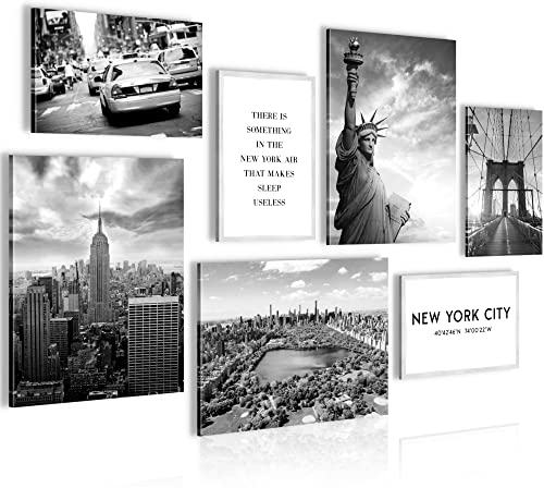 Novart Wandbilder New York City - KOMPLETT AUFHÄNGFERTIG - USA Wohnzimmer Büro- 7 Moderne Mood-Bilder - N013171a