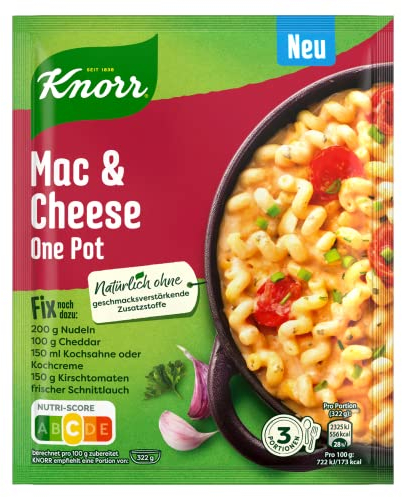 Knorr Fix Würzmischung Mac & Cheese One Pot für einen leckeren Nudelauflauf ohne geschmacksverstärkende Zusatzstoffe 36 g 1 Stück