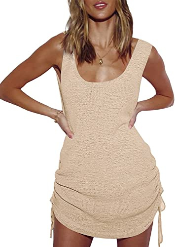 YOUKD Tunique en Tricot Creux pour Femmes Hauts en Crochet Transparents Couverture de Plage Poncho Robe de Plage d'été