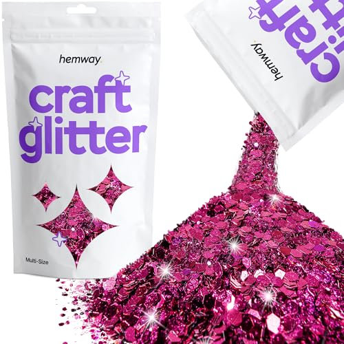 Hemway Craft Glitter - Dark Rose Pink | 100g Multi Size Metallic Sequin Flakes for Resin & Epoxy Crafts | Supplies for Tumblers, Cards, Jewellery, Candle, Hair, Face, Body & Nail Art