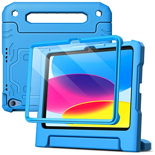JETech Kinder Hülle für iPad (A16) 11./10. Generation (2025/2022) mit Eingebaut Schutzfolie, Stoßfest Ganzkörpe Griff Ständer Tablet Schutzhülle (Blau)