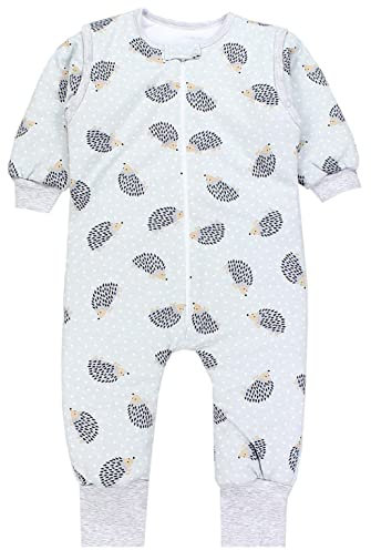 TupTam Baby Schlafsack mit Füßen und Ärmeln – Ganzjahres Schlafsack Baby 2.5 TOG, OEKO-TEX zertifiziert, Farbe: Igel Grau, Größe: 104-110