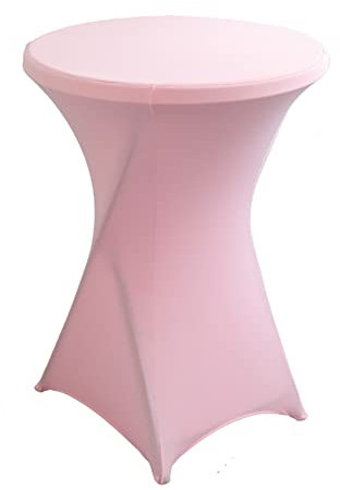 iEventStar Stretch Stehtisch Hussen Spandex Stehtischhussen Bartische Hochzeit Erstärkung im Fußbereich Rund Tischdecke für Bistrotisch Cocktail-Party (Rosa, 1er Set - Ø 60-65 cm)