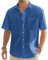 J.VER Mens Linen Shirts Short Sleeve Summer Button Down Casaul Lightweight Cotton Holiday Beach Shirt with Pocket Royal Blue XXL