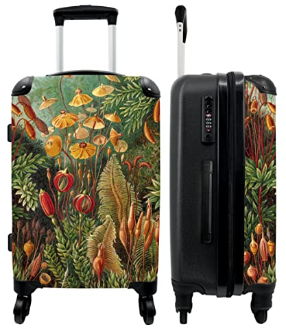 NoBoringSuitcases.com® Koffer groß Trolley Rollkoffer Reisekoffer mit 4 Rollen Fotokoffer - Vintage - Kunst - Natur - Haeckel - Botanisch - 67x43x25cm - 90 Liter