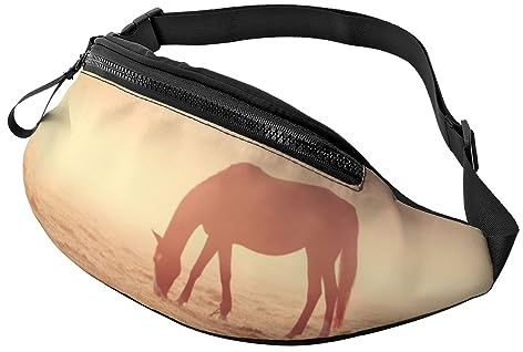 Corgi Puppy Bauchtasche für Bauchtasche mit Kopfhöreranschluss und Taschen, verstellbarer Gürtel für Outdoor, Workout, Wandern, Pferde auf Weide bei Sonnenuntergang, Einheitsgröße