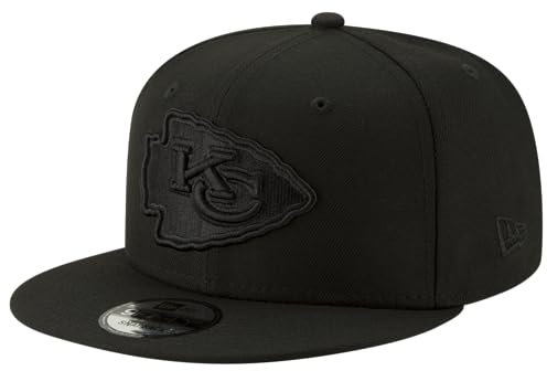 New Era NFL 9FIFTY Black On Black Adjustable Snapback Hat Cap One Size Fits All, Kansas City Chiefs, Einheitsgröße