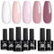 TOMICCA UV Nagellack Set, 5 Farben Gel Mit Base & No Wipe Top Coat, Weiß Lila Rosa Soak-Off UV/LED, Starter-Kit Geschenk Französisches Nagelstudio, 7 x 8ml