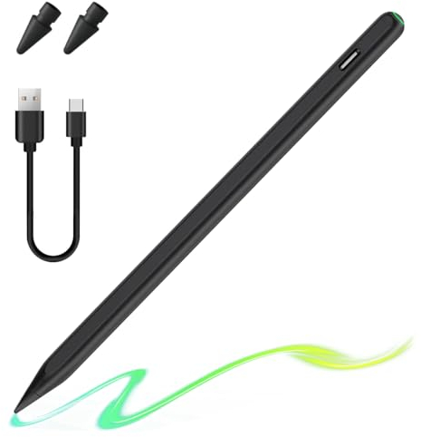 DTD Penna Compatibile con Apple iPad(2018-2023), Ricarica Rapida, Sensibile all'Inclinazione & Stylus Pen, Compatibile con 6/7/8/9/, Pro 11/12.9, Air 3/4/5, Mini 5/6 (Nero)