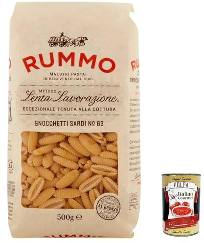 Italian Gourmet Gnocchetti Sardi n.63 Pasta bronzegezogen kurz 5 x 500g | Ricetta sarda, lenta lavorazione; kochfest, ideal mit Ragù, Käse oder, Gesamtnettogewicht 2,5 kg + Kostenlos Polpa 400g