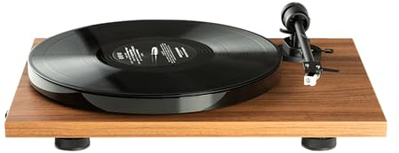 Pro-Ject E1, Plug & Play Entry-Level Turntable with Electronic Speed Switching, Support Force and Anti-Skating Preset (AT3600L, Walnut)