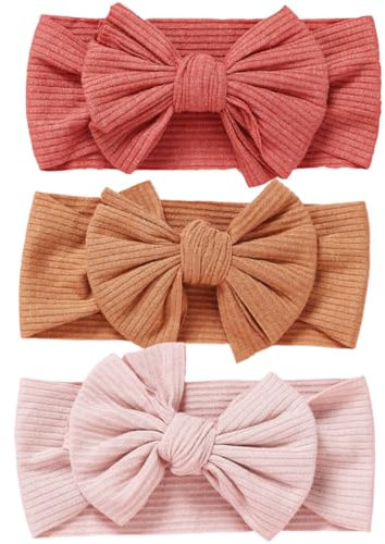 3 Pezzi Fascia Elastica, elastico neonato per capelli,neonata,fascia per capelli bambiniAccessori Neonata, Fascette Per Capelli Per Fiocchi,fascia capelli neonata, Regalo Per Bambini Per Foto Rosa
