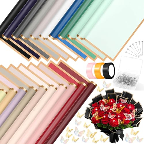 Tidponra Kit di carta da regalo per bouquet di fiori (multicolore)