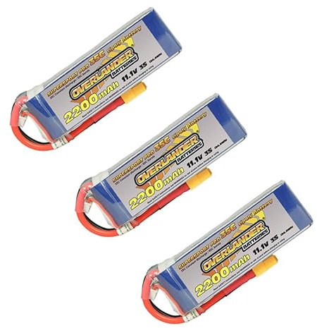 THREE PACK - Overlander Supersport LiPo Battery 2200mAh 3S 11.1v 35C With XT60 Connector Fitted